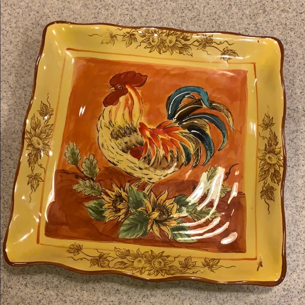 Rooster platter square